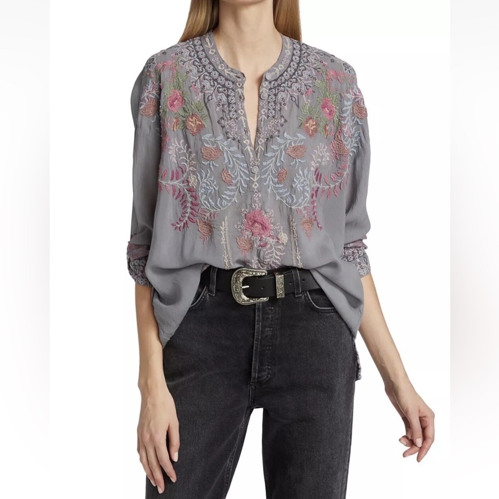 Johnny Was Sundae Top Blouse Tunic in
Cloudburst  Size S